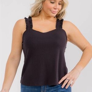 Sugarlips Elegant Black Ruffle Tank Top